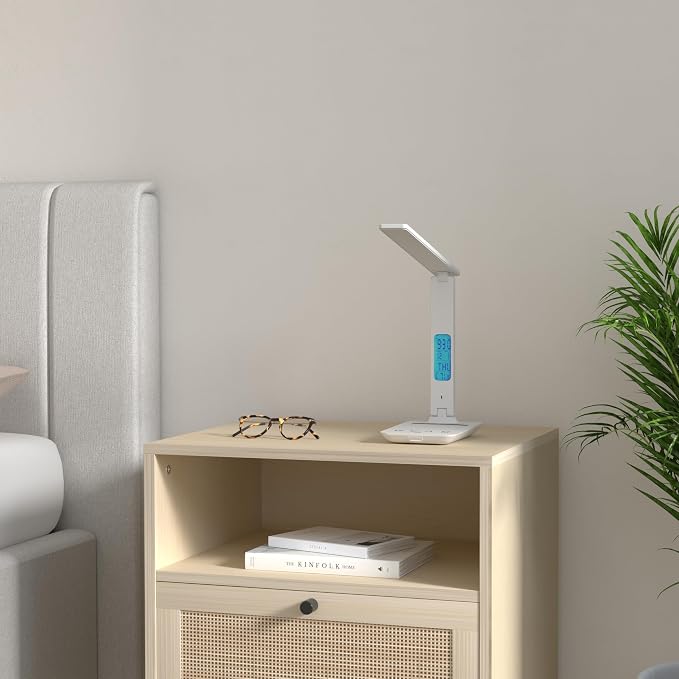 LAOPAO Desk Lamp with Wireless Charger: USB Charging Port, Table Lamp with Clock, Desk Lamps for Home Office College Dorm Room Essentials - Image 2