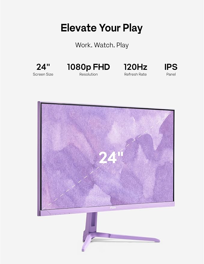 Pixio PX246 Wave Purple 24 inch 120Hz Refresh Rate FHD 1080p Resolution IPS Panel 4ms GTG Response Time Gaming Monitor with Adaptive Sync - Image 3