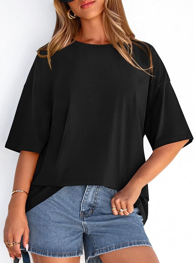 PRETTYGARDEN Womens 2026 Spring Going Out Tops Casual Short Sleeve Crewneck Loose Fit Basic Oversized T Shirts Summer Outfits - Image 2