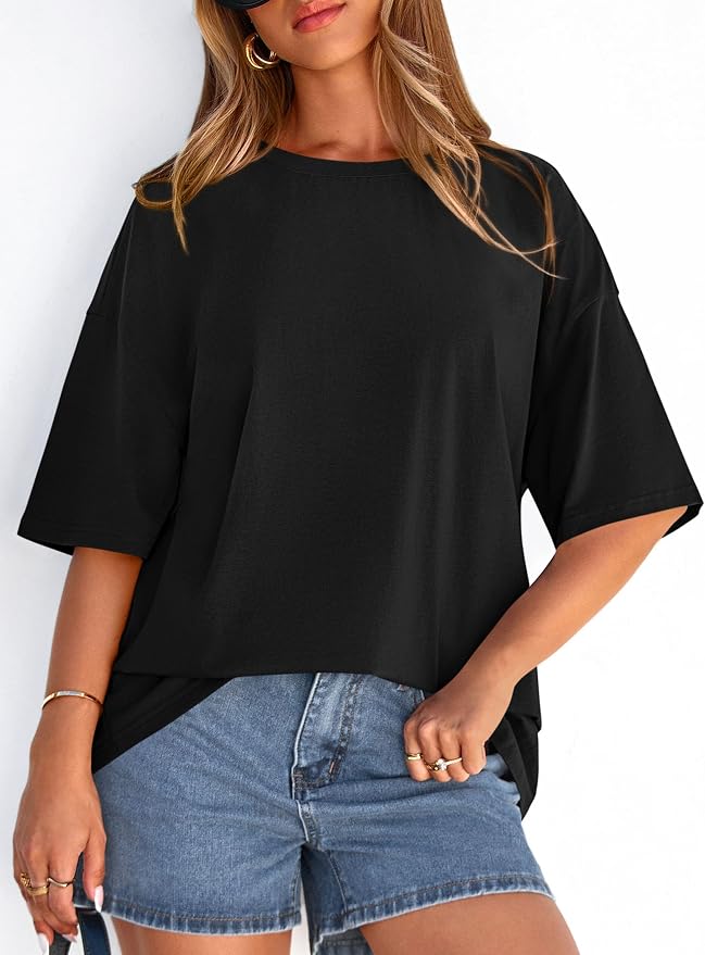 PRETTYGARDEN Womens 2026 Spring Going Out Tops Casual Short Sleeve Crewneck Loose Fit Basic Oversized T Shirts Summer Outfits - Image 2