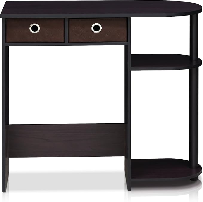 Furinno Go Green 32-Inch Brown Computer Desk, Office Desk with 2 Side Shelves and Storage Bins, Rectangular Home Office Desk, Gaming Desk for Home Office, Bedroom, Study Room, Dark Mocha - Image 6
