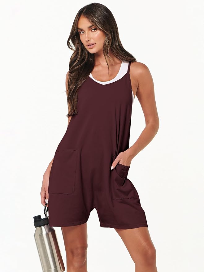 ANRABESS Womens Rompers Summer Casual Loose Sleeveless Overalls Spaghetti Strap Shorts Jumpsuit 2026 Beach Vacation Clothes - Image 4