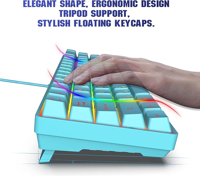 Snpurdiri 65% Membrane Gaming Keyboard, RGB (68 Keys,Blue) | Compact Wired Small Gaming Keyboard for PC/Mac Gamer, Typist, Travel, Easy to Carry on Business Trip - Image 4