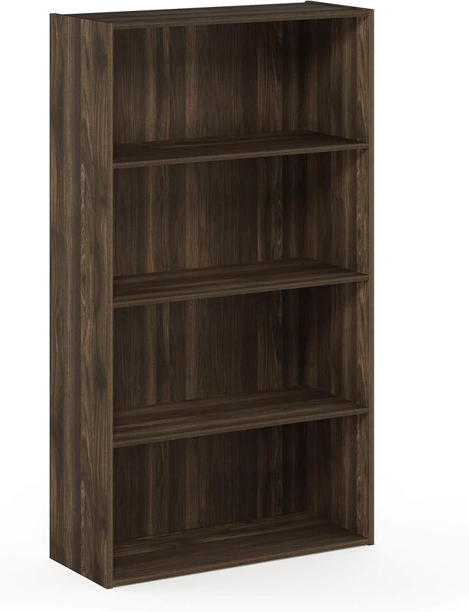 Furinno PASIR Book Shelf, 4-Tier Bookshelf, Bookcase with Open Shelf, 9.4 x 23.6 x 41.7, for Living Room, Bedroom, Home Office, Columbia Walnut - Image 6