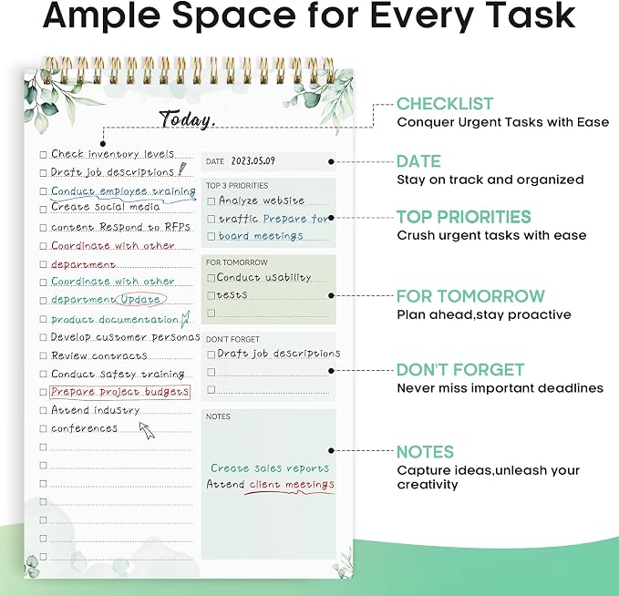 Taja To Do List Notepad, Undated Daily Planner for Work and Goal Setting | Nature, 52 Sheets, 9.8" x 6.5" , for Office, Home and school, Daily Task Planning, Notes and Everyday Organization - Image 2