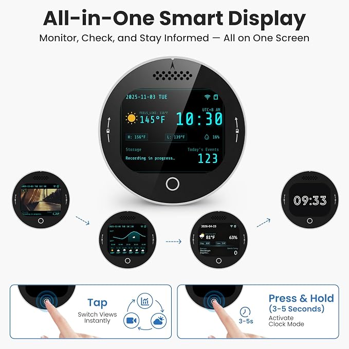 SOLIOM 5MP Window Camera with LCD Touchscreen,Indoor Camera for Home Security Outdoor,24/7 Recording,Anti-Glare Color Night Vision,AI Motion Detection, No-Drill Install for Apartments & Rentals - Image 2