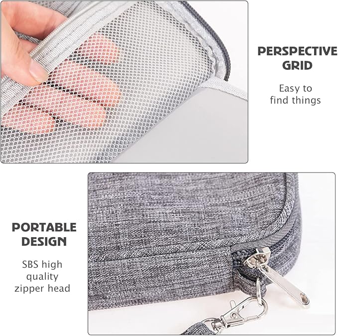 4Pcs Electronic Organizer Bag,Small Travel Tech Cable Organizer Pouch, Waterproof Travel Cord Organizer Portable Carrying Case Portable for Cord Charger Earphone USB SD Card Cables Power Bank,Grey - Image 8