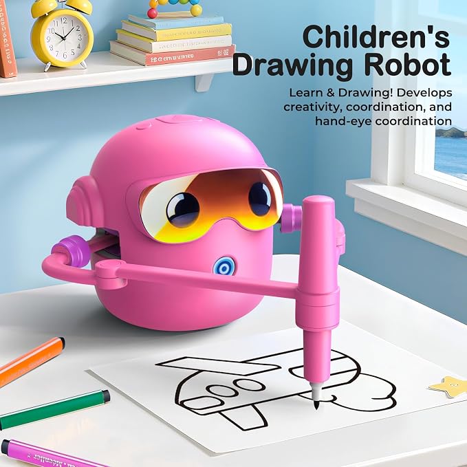Drawing Robot for Kids with 100 Cards, Montessori Painting Learning Toys for 3 4 5 6 7 8 Year Old Boys Girls,Voice Interactive Early Learning Educational Drawing Toy Gift for Birthday Party - Image 2