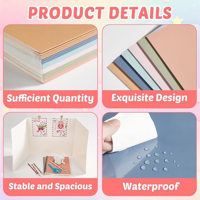 30 Pack Desk Dividers for Students Boho Privacy Folder for Students Waterproof Study Carrel Dividers Testing Divider Privacy Classroom Shield Folder Boards for Classroom School Teacher Supplies - Image 3