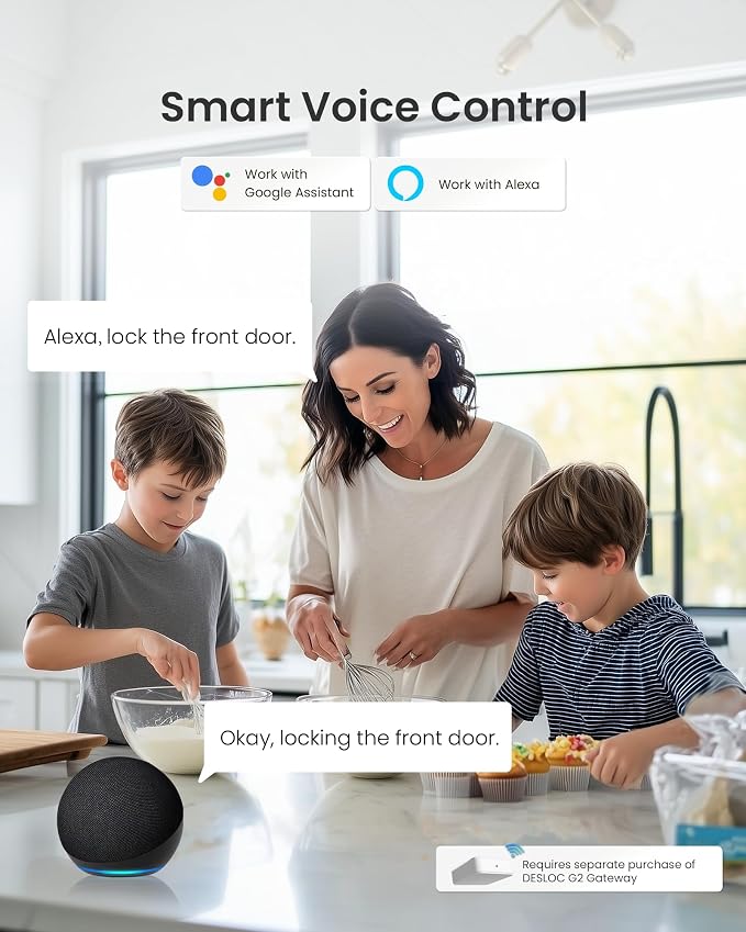 DESLOC B200 Fingerprint Smart Door Lock with App Control, Keyless Entry Deadbolt for Front Door, Auto Lock, Touchscreen Keypad, 8 Unlock Methods, USB-C Backup Power, 12-Month Battery, BHMA Grade3 - Image 8