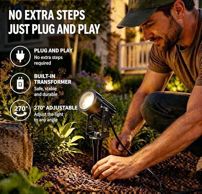 RGBCW Smart Outdoor Landscape Lighting, 6 Pack Outdoor Spot Lights with Transformer, WiFi+Bluetooth App Control Garden Path Lights, Low Voltage IP65 Waterproof for Yard Walkway Plants Trees - Image 6