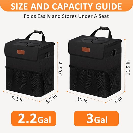 Vankor Car Trash Can Bin with Lid Hanging for Back Seat, Car Accessories for Women Men Leak Proof Automotive Garbage Cans Leakproof Vehicle Trash Can for Truck SUV Black - Image 7