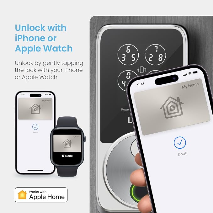 Lockly Secure Pro Smart Door Lock,Fingerprint Keyless Entry Door Lock,Apple Home Key Compatible,Auto Lock, App Remote Control,IP65 Waterproof,Easy Installation - Image 5