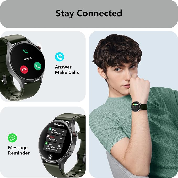 Smart Watch for Men Women, Answer/Make Call, AMOLED Ultra-Clear Screen Activity Trackers with Heart Rate/Sleep/SpO2 Monitor, Smartwatch for iPhone/Samsung/Android, 110+ Sport Modes, 3ATM Waterproof - Image 4