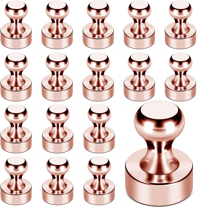 LOVIMAG Fridge Magnets 18Pcs for Refrigerator Whiteboard, Rose Gold | Small Strong Neodymium Metal Cute Push Pin for Classroom, Kitchen, Accessories Decorative, Office, Calendar by LOVIMAG