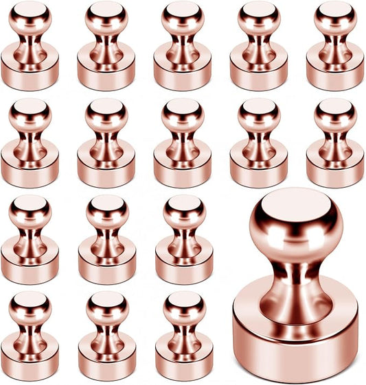 LOVIMAG Fridge Magnets 18Pcs for Refrigerator Whiteboard, Rose Gold | Small Strong Neodymium Metal Cute Push Pin for Classroom, Kitchen, Accessories Decorative, Office, Calendar by LOVIMAG