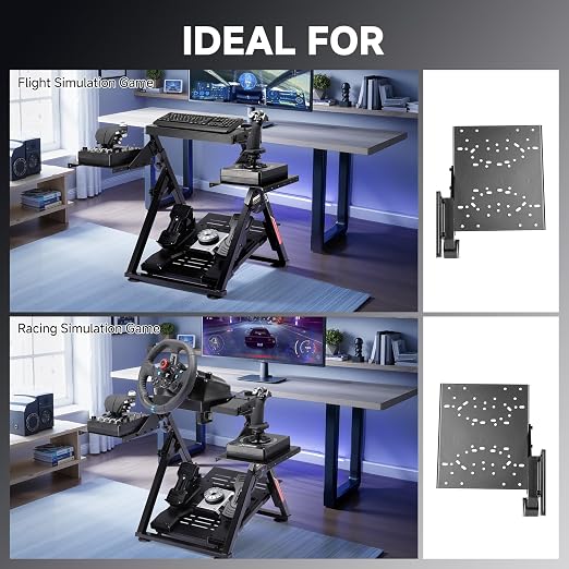 GTPLAYER Flight Racing Simulation Stand Foldable Gaming Stand Compatible with Logitech/Thrustmaster/PXN Gaming Devices Adjustable Stable Simulator Cockpit Stand, Electronic Device Not Included, Black - Image 3