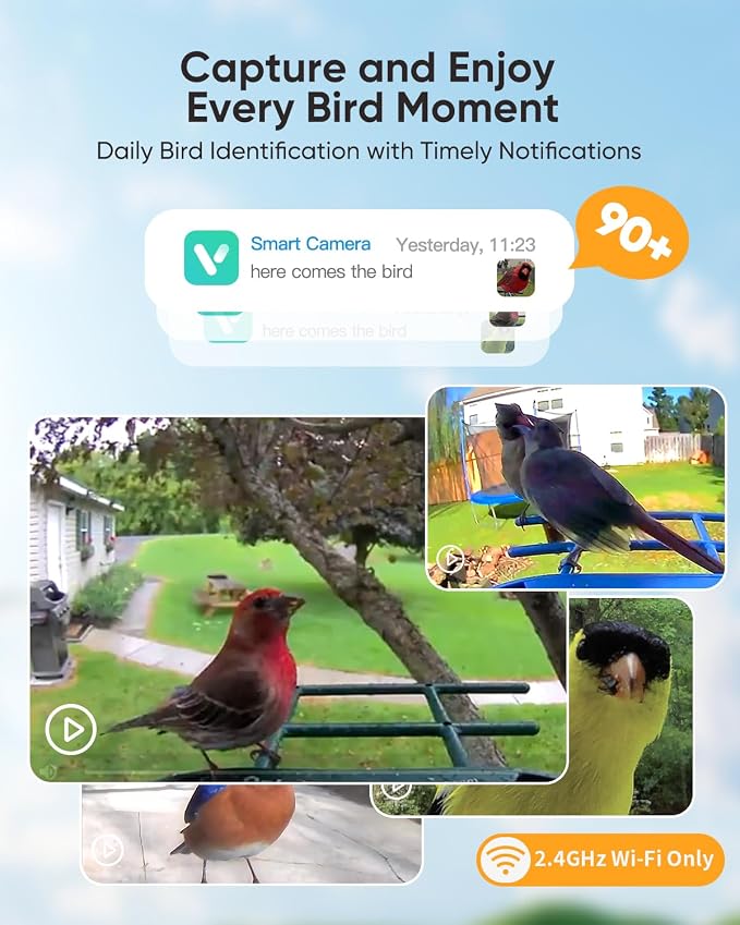 Bird Feeder with Camera Solar Powered : Smart Camera Bird Feeder 2K Live Feed Cam for Outdoor Backyard - Ai Identify Auto Capture Videos Pictures, Gifts for Birdlover Mom Dad, 2.5GHz WiFi - Image 3