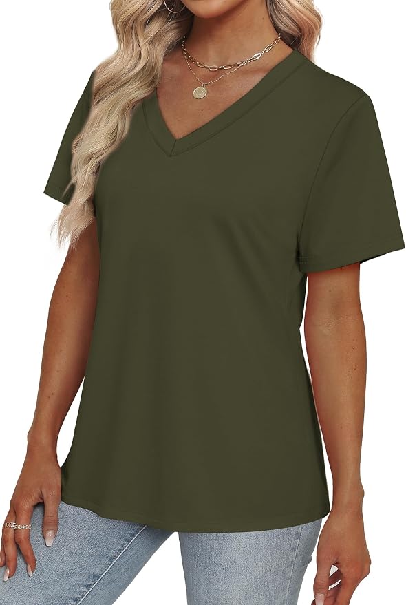 Alaroo Womens Summer Tops 2026 V Neck Short Sleeve Shirts Trendy Dressy Casual Vacation Outfits Printed - Image 3