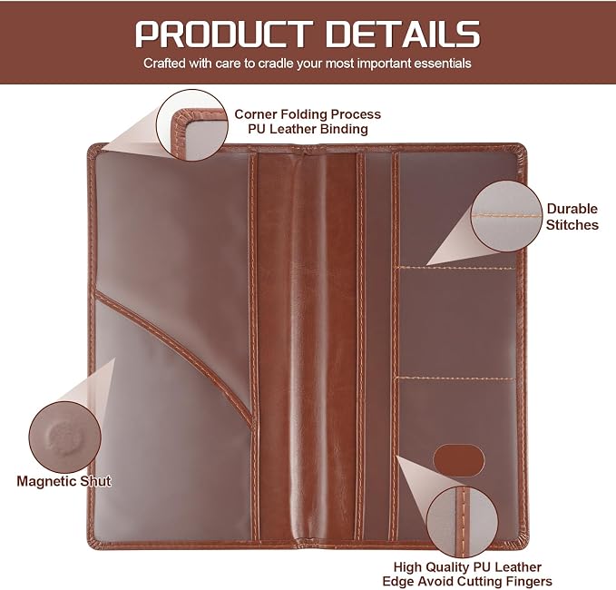 JUSTTOP 1Pack Car Registration and Insurance Holder,Car Document Holder for Cards License with Magnetic Shut,Vehicle Glove Box Car Organizer for Documents, Cards, License(Brown) - Image 3
