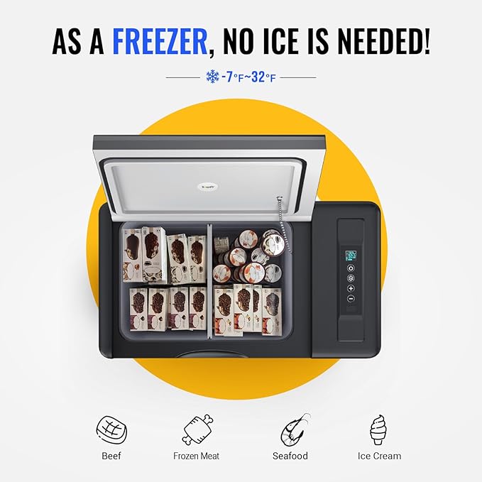 BougeRV 12 Volt Refrigerator 12V Car Fridge 30 Quart Portable Freezer Compressor Cooler Compressor Freezer, 12/24V DC 110~240V AC, -8℉~50℉ for Truck RV SUV (Black) - Image 2