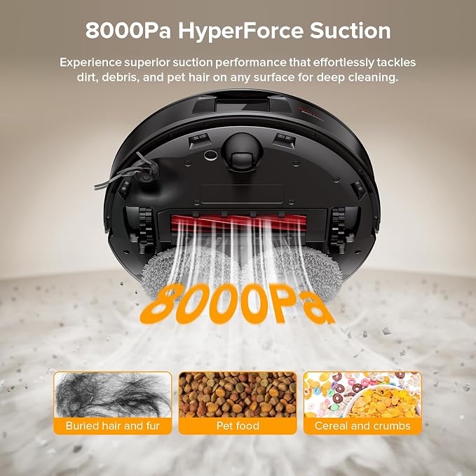 roborock Qrevo Series Robot Vacuum and Mop, Upgraded from Qrevo S | 8000Pa Suction, Anti-Tangle Brushes, Smart Obstacle Avoidance, Auto Mop Washing, All-in-One Dock, Spinning Mop, Black(QV 35A) - Image 3