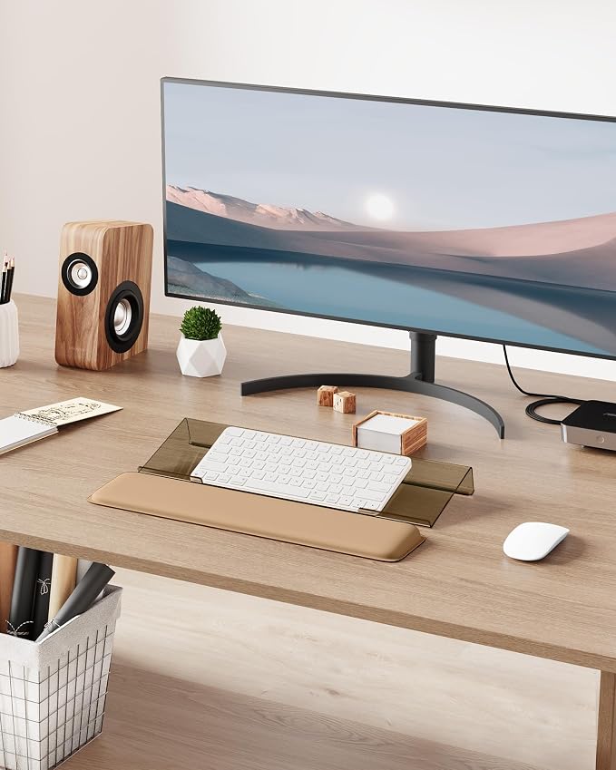 Laborio Computer Keyboard Wrist Rest, Keyboard Riser Stand for Desktop | Coffee, Ergonomic Acrylic Keyboard Holder, Non-slip Wrist Pad, Pain Relief for Typing, Multiple Colors - Image 7