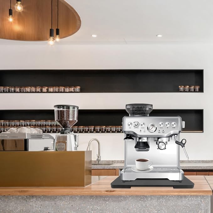 360°Rolling Tray Bamboo Appliance Slider for Breville Espresso Machine | Kitchen Sliding Tray for Coffee Maker Appliances Mat Easily from Under The Cabinet Black 13"×15.7" - Image 7