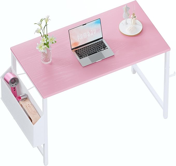 Pamray 32 Inch Computer Desk for Small Spaces with Storage Bag, Home Office Work Desk with Headphone Hook, Small Office Desk Study Writing Table by PAMRAY