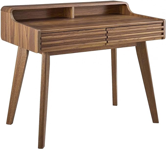 Modway Render Mid-Century Modern Writing Desk in Walnut - Image 4