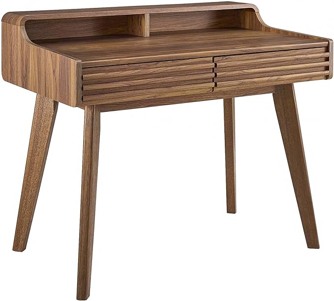 Modway Render Mid-Century Modern Writing Desk in Walnut by Modway