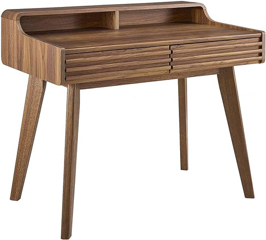 Modway Render Mid-Century Modern Writing Desk in Walnut by Modway