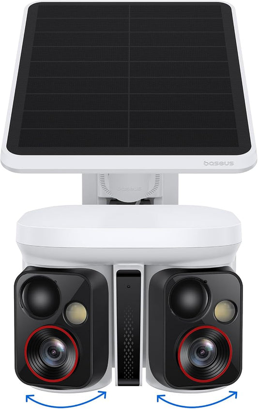 Baseus X1 Pro Dual-Tracking Solar Security Camera Outdoor Wireless, Dual 3K AI Cameras, 300° Pan, Color Night Vision, 8× Zoom, Local Storage up to 512GB, IP65, No Subscription by Baseus