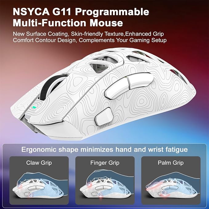 G11 RGB Wireless Gaming Mouse for Gaming Setup & Multi-Device Use, Tri-Mode Bluetooth 5.1/2.4GHz/USB-C, 22000 DPI Lightweight Programmable Mouse for PC, Laptop & Mac - Image 9
