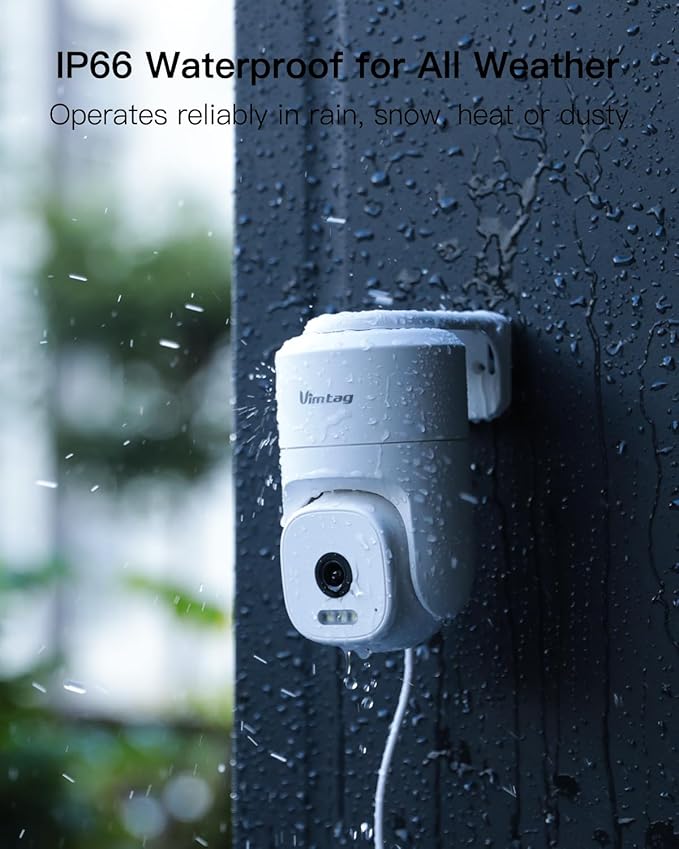 VIMTAG 2.5K 4MP Outdoor Security Camera, Pan/Tilt WiFi Home CCTV Camera, 360° View & Motion Tracking, Color Night Vision, 2-Way Audio, AI Detection Alarm, IP66, Cloud & SD Card Storage, Works w/Alexa - Image 6