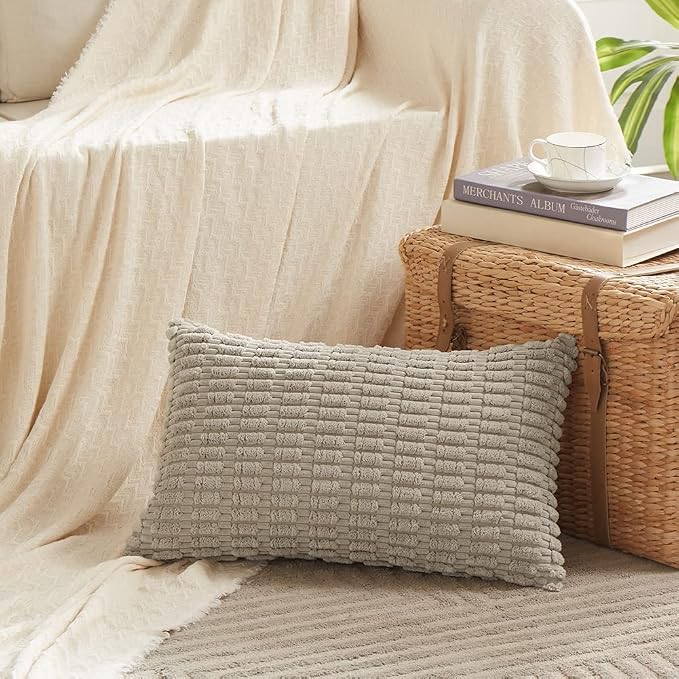 Fancy Homi 4 Packs Decorative Throw Pillow Covers for Living Room Couch Bed, Modern Farmhouse Boho Home Décor Accent Cushion Case, 20" x 12", Taupe - Image 2