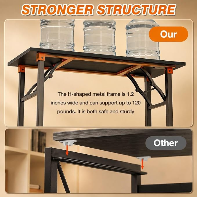 Folding Table Computer Desk - 43.3" No Assembly Folding Desk with Power Outlets & USB Charging Port, Small Desk, Foldable Office Desk, Compact Storage Portable Use for Small Space, Dark Oak - Image 7