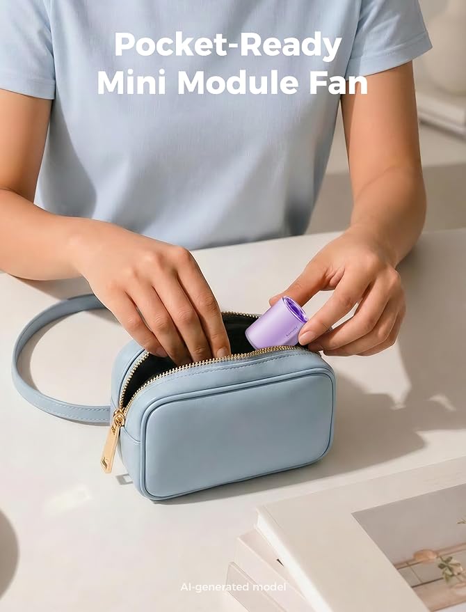 Aecooly Powerful USB C Phone Fan, 17000 RPM High Speed, Compatible with iPhone, iPad, Tablet, 4 Speed Mini Portable Cell Phone Fan Attachment for Summer, Travel, Gifts for Women-Purple - Image 4
