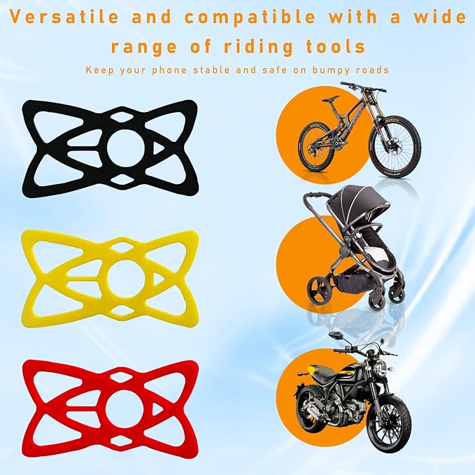 Ziciner 3 PCS Bike Phone Mount Holder Band, Elastic Smart Phone Security Silicone Strap for Motorcycle Bike Phone Mount, Universal Bike Accessories Replacement Parts for Most Cell-Phone (Style 2) - Image 6