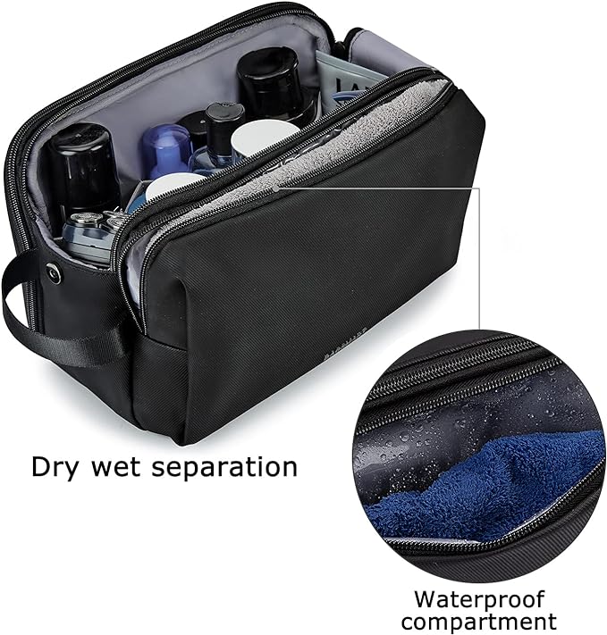 BAGSMART Toiletry Bag for Men, Travel Toiletry Organizer Dopp Kit Water-resistant Shaving Bag for Toiletries Accessories, Door Room Essentials,Black-large - Image 4