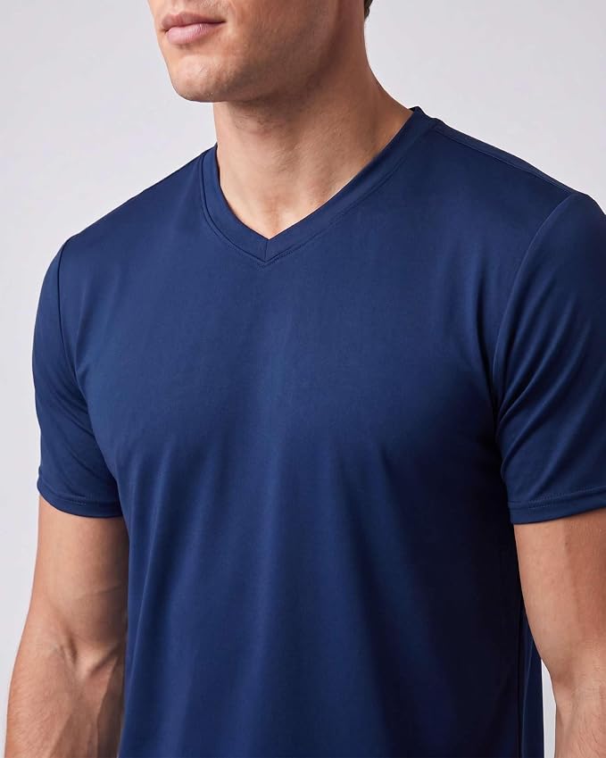 5 Pack Men's Dry Fit V Neck Gym Workout T Shirts Athletic Moisture Wicking | Cooling, Quick Dry, Breathable, Short Sleeve, Exercise, Cycling, Sports, Outdoor, Fitness, Golf, Crossfit, Hiking, Tennis - Image 3