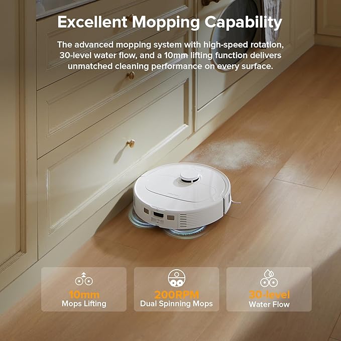 roborock Qrevo Series Robot Vacuum and Mop, Upgraded from Qrevo S | 8000Pa Suction, Anti-Tangle Brushes, Smart Obstacle Avoidance, Auto Mop Washing, All-in-One Dock, Spinning Mop, White(QV 35A) - Image 4