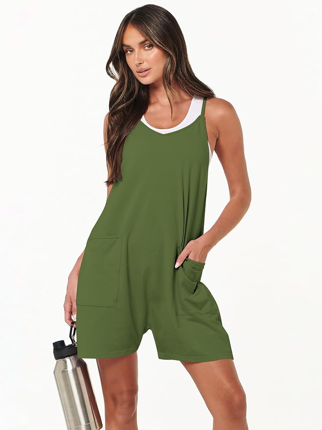 ANRABESS Womens Rompers Summer Casual Loose Sleeveless Overalls Spaghetti Strap Shorts Jumpsuit 2026 Beach Vacation Clothes - Image 4