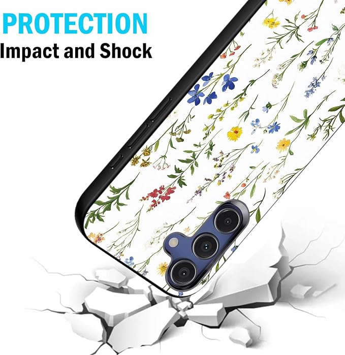 Designed for Galaxy A17 5G Phone Case,Slim Silicone Shockproof Protective Case for Galaxy A17 5G 6.7 inch,Flower Weeds Leaves - Image 2