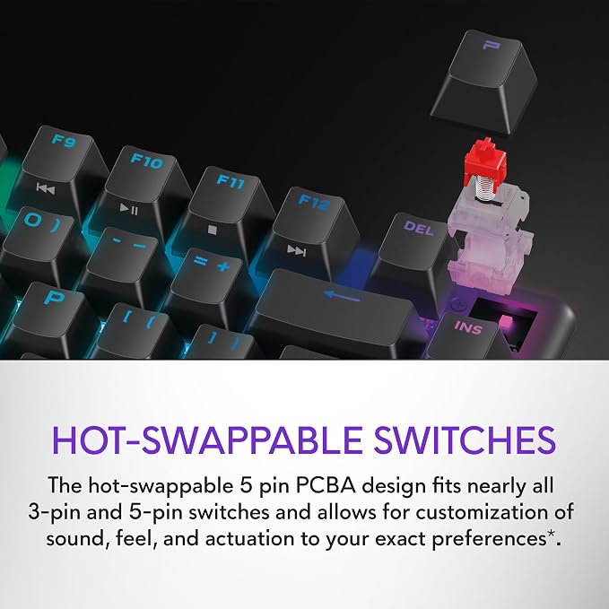 Alienware Pro Wireless Gaming Keyboard, Linear Mechanical, RGB | 2.4GHz, Bluetooth 5.1, USB Wired, N-Key Rollover, Adjustable Height, PBT Double-Shot Keycaps, Dark Side of the Moon - Image 3