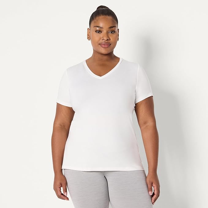 Amazon Essentials Women's Active Quick Dry Tech Stretch Short-Sleeve V-Neck T-Shirt (Available in Plus Size), Pack of 2 - Image 6
