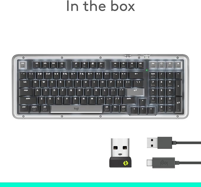 Logitech Alto Keys K98M Wireless Mechanical Gasket Keyboard - Graphite | Customizable, clicky, vibration absorbing gasket, white backlit keys, Bluetooth, USB-C charging, for PC, Mac, Laptops - Image 9