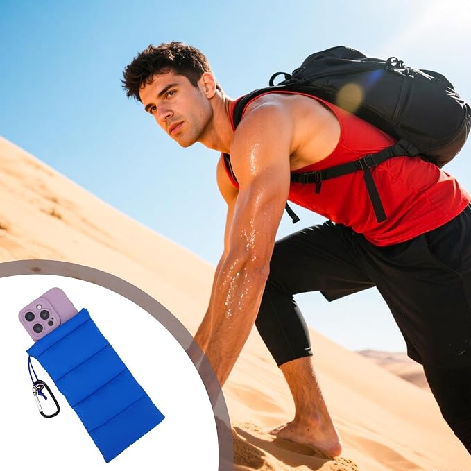 Lyreh Thermal Phone Pouch, Down Cotton Warm Phone Case Cover Bags Prevents Freezing & Overheating Protector Cellphone Pouch with Carabiner Ideal for Outdoor Camping Hiking Skiing(Blue) - Image 6