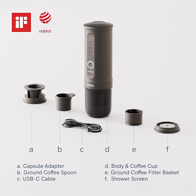 OutIn Nano Portable Electric Espresso Machine, Travel Coffee Maker | Self-Heating USB-C Car Coffee Maker for Ground Coffee & NS Capsules, Ideal for Camping, RV, Hiking and Office, Teal - Image 2