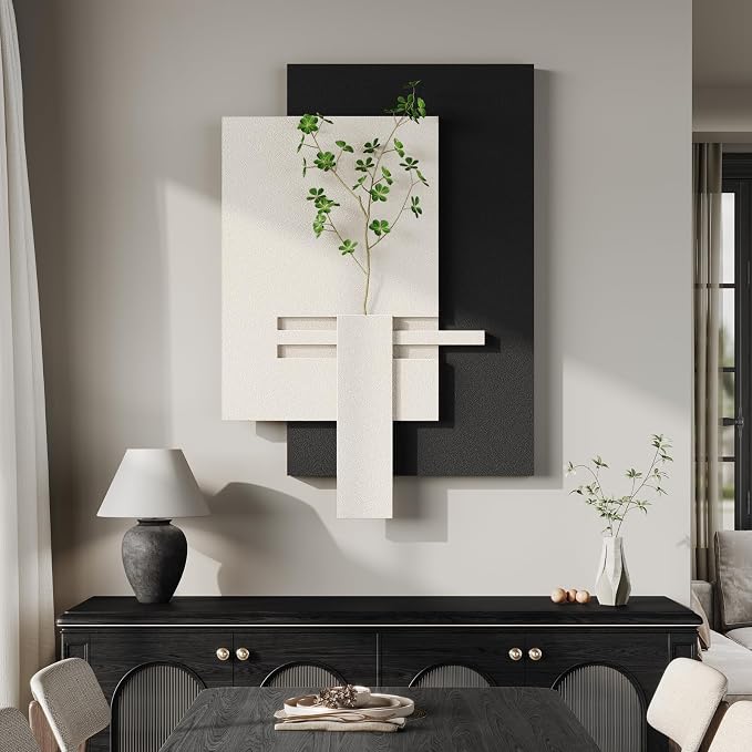 Cuspin Large Black and White Wall Art for Living Room, 3D Textured Modern Minimalist Artwork for Walls, Abstract Geometric Paintings for Bedroom Dining Room Hallway Office Wall Decor - Image 5